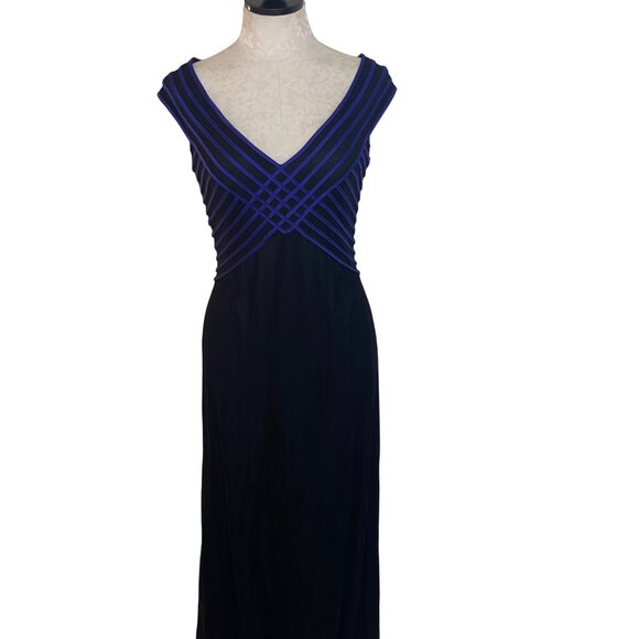 Deadstock Tadashi Vintage 1990s Womens Gown Size 8 Black Ribbon Chiffon Skirt - Picture 2 of 11